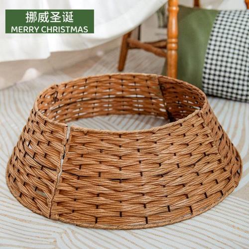 北欧圣诞树装饰底座篮子树裙圆形圣诞装饰品场景布置道具围栏配件