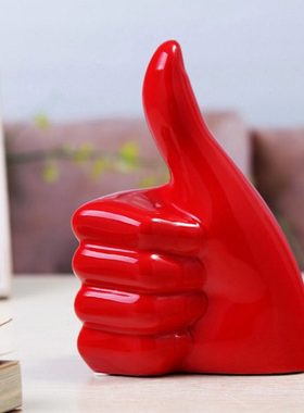 大拇指现代陶瓷工艺品创意摆设办公室房间装饰品书桌摆件生日礼物