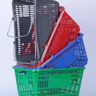 超市购物篮铁挽手购物篮手提篮 购物筐菜篮子提菜篮塑料篮子包邮