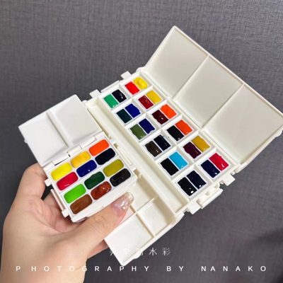 portable painter便携水彩调色盘24色颜料盒旅行迷你口袋分装盒