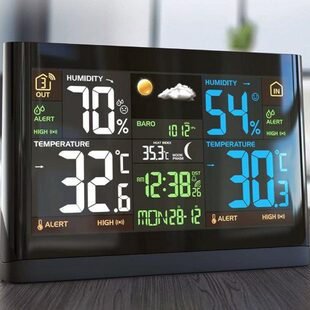 德国邮购CSL无线气象站室内外温湿度计气压计天气预报器时钟闹钟