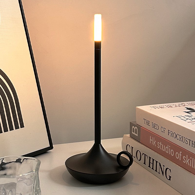 者简约蜡烛金属台灯D餐厅卧室客厅床头灯充电P触摸烛光氛围小夜灯