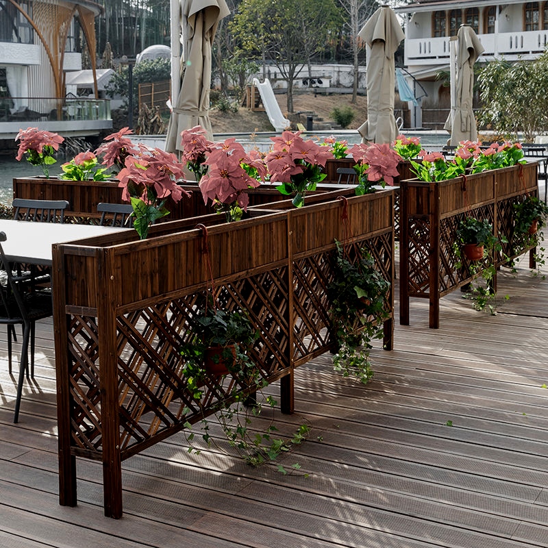 防腐木隔断花架子户外阳台网格栅栏花盆架餐厅客厅室内Z实木置物