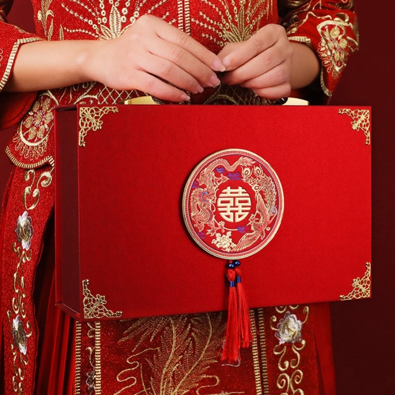 结婚用品定金彩礼盒子礼金箱订婚10万20万现金聘S金盒提亲高档礼