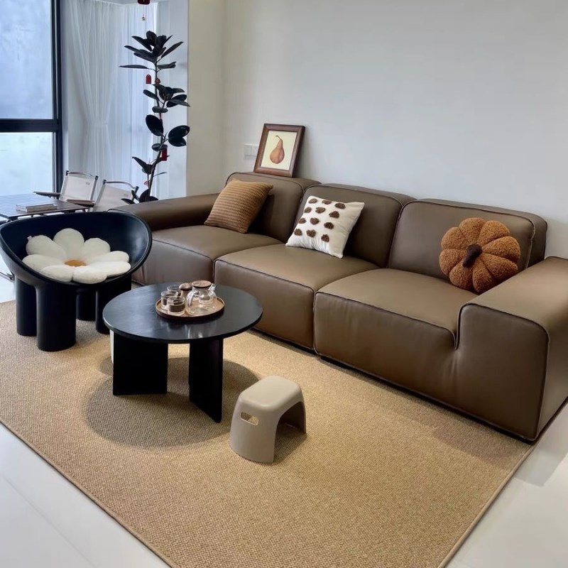 侘寂简约纯色素色地毯客厅茶几毯菠E萝圈日式榻榻米防滑可折叠卧