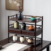 桌面博古架紫砂壶摆放架子实木中式 桌上茶壶置物架茶杯茶具收纳架