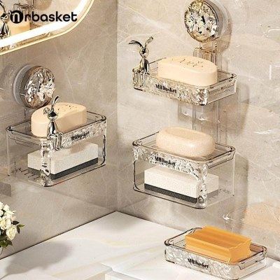 吸盘肥皂盒壁挂式免打孔家用高档卫生间墙上沥水置物架双层香皂盒,家庭/个人清洁工具,皂盒,淘宝优惠券,粉丝福利购,淘宝优惠卷