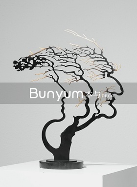 现代抽象金属人物艺术品摆件样板间G酒店软装客厅玄关电视柜摆设