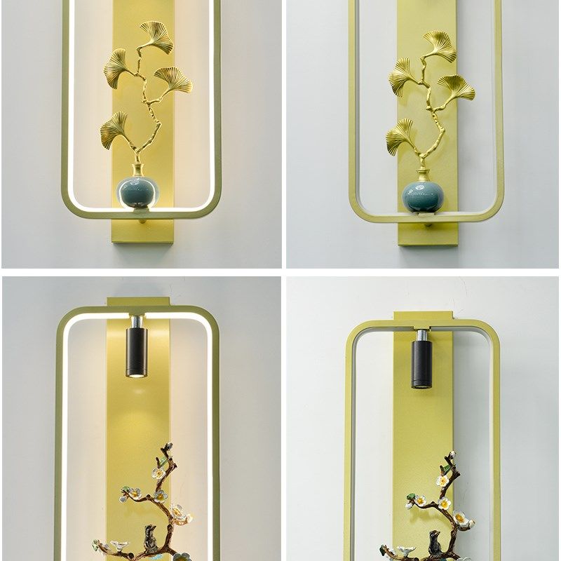 新款金色新中式客厅卧室床头壁z灯背景墙电视墙灯茶室过道走廊圆