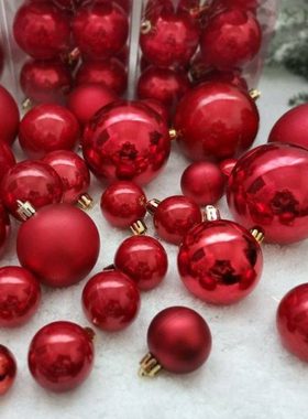 3-10CM红色圣诞球珠光球美陈店铺装饰6CM8CM10CM圣诞树装饰品