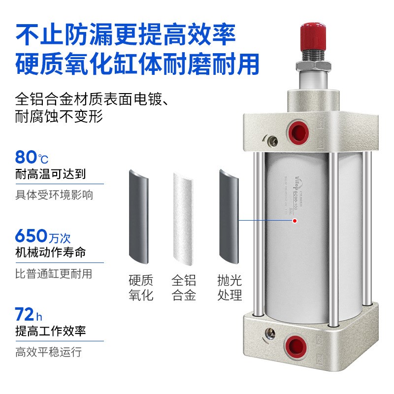标准气缸铝合金带磁可调行程大推力气动32X40X50X63X8T0X100X125