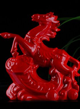 中国红马摆件 生肖动物马 家居办公招财装饰客厅礼品摆设 如意马