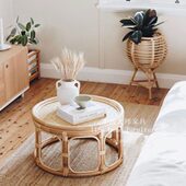印尼藤编茶几乡村田园真藤竹编小户型榻榻米迷你小茶几儿童桌子
