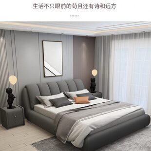 布艺床简约现代2.2米主卧双人大床高端榻榻米软包网红科技布婚床