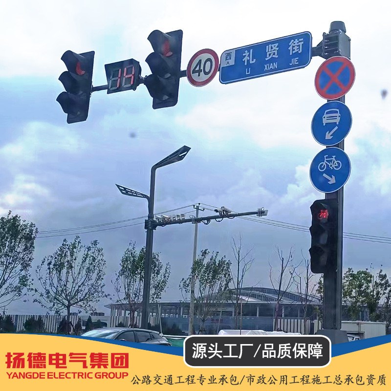 厂家直供交通信号灯杆标志牌杆单悬臂I红绿灯杆热镀锌八角杆立柱