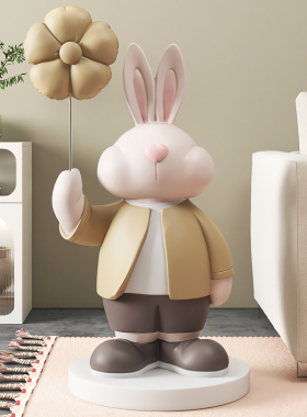 兔子大型客厅落地摆件沙发电视柜旁轻奢高档Q乔迁礼物家居装饰品