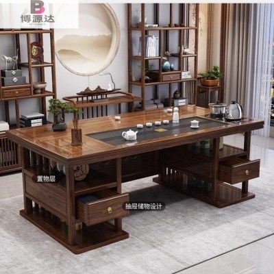 中式实木茶桌椅组合一体一整套带抽屉的茶桌多功能公家用茶桌,商业/办公家具,茶台/茶桌,淘宝优惠券,粉丝福利购,淘宝优惠卷