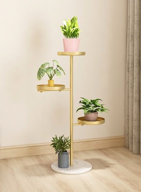 北欧花架a客厅装饰花几简约轻奢落地式多层置物架大理石花盆架室
