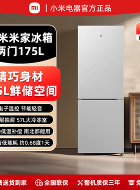 小米米家冰箱175升双门铂银家用省电冷冻冷藏租房宿舍205L节能