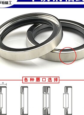 聚四氟乙烯骨架油封不锈钢高速旋转轴封双唇PTFE唇形密封圈铁氟龙