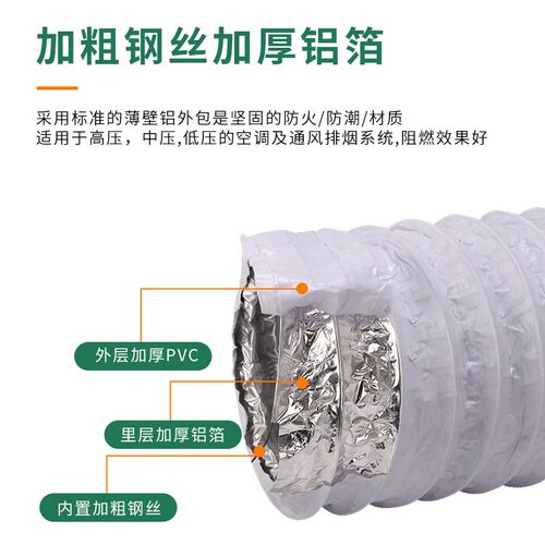 直径100mm加厚PVC双层复合管铝箔新风软管油烟机换气扇排风管甩卖