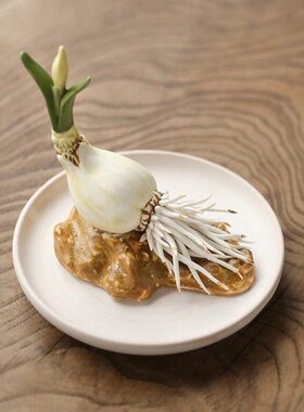 全手工陶瓷水仙香插仿生瓷家居摆件水仙花茶宠茶道零配香道香器