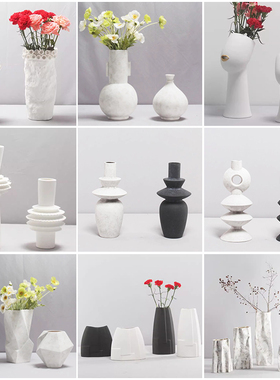 现代简约陶瓷桌面花器摆件样板间售楼F处酒店展厅客厅书房装饰摆