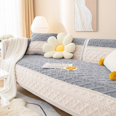 2022新款冬季毛绒沙发垫简约小清新加厚防滑皮沙发套罩巾灰色坐垫,居家布艺,沙发垫,淘宝优惠券,粉丝福利购,淘宝优惠卷