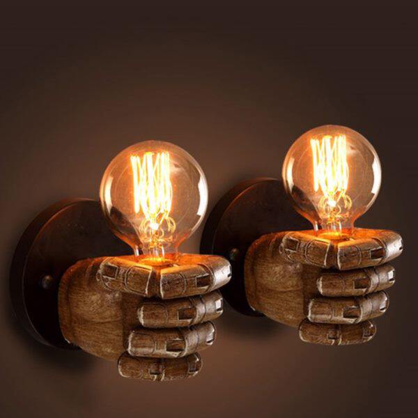 侘寂风个性壁灯楼梯过道橱窗装饰工业风灯复古餐厅酒吧拳头床头灯