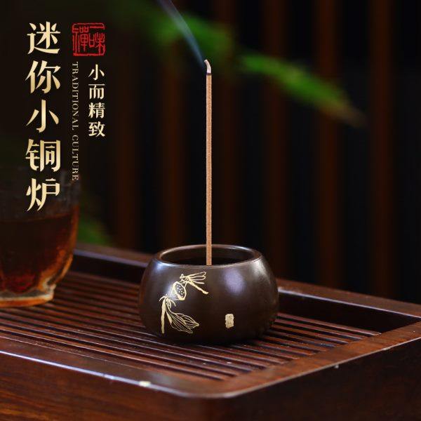 纯黄铜迷你小号香熏炉檀香线香炉家用室内仿古苏工手染茶道插香座,家居饰品,香托/香盘/香座/香插,淘宝优惠券,粉丝福利购,淘宝优惠卷