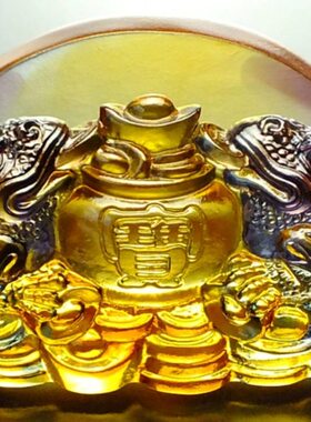 开店送礼办公室名片座开业礼品办公桌商务实用琉璃金蟾招财旺事业