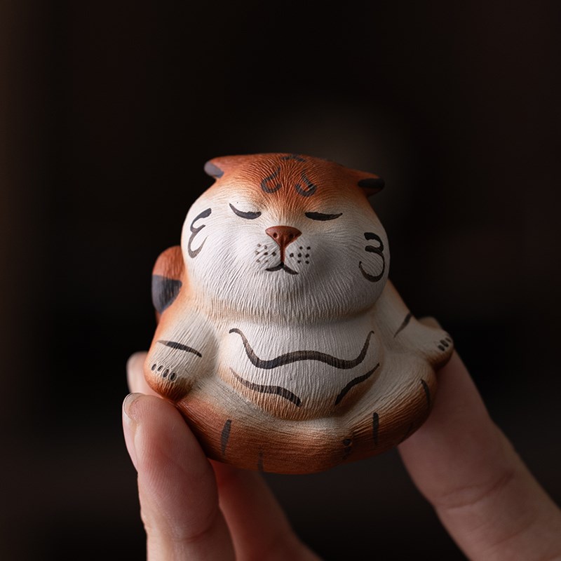 赵永辉老虎紫砂茶宠摆件精工拉毛小萌F虎手工茶玩家居装饰创意茶