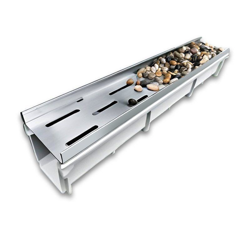 花园鹅卵石排水沟U型槽一体式庭院缝隙式下水P道成品排水沟盖板家