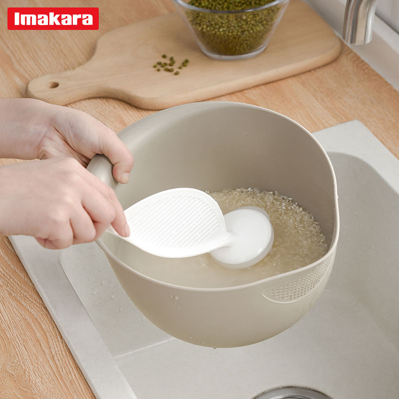 日本厨房淘米器不伤手洗米器淘米神器淘米勺家用搅拌棒沥水洗米筛