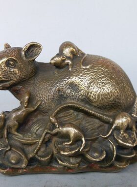 实体店直销热卖纯铜老鼠动物雕塑生肖鼠摆件居家装饰