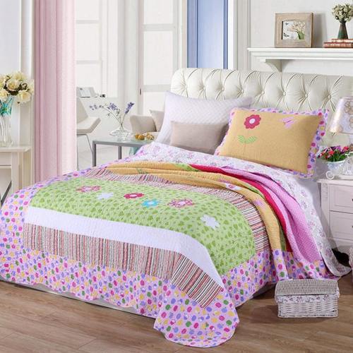 卡通绗缝空调被卡通田园童被卡通拼布绗缝两件套薄款单人床品套件