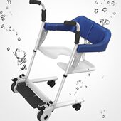 老人带轮坐便椅孕妇卫生间淋浴凳子洗澡椅轮沐浴椅子大便椅浴室椅