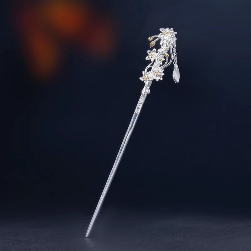 【桃花醉】dS925银古风步摇发簪女簪子高级感情人节生日礼物送女