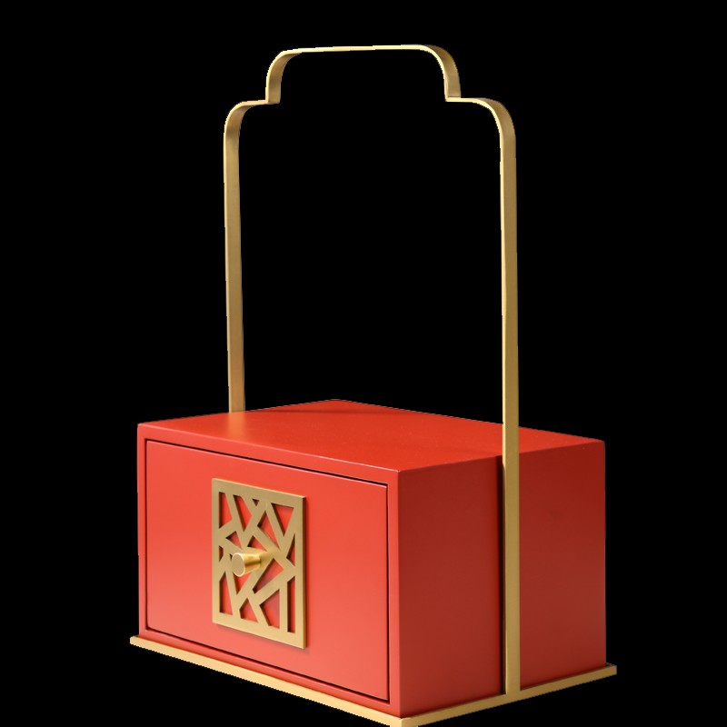 新中式样板间古铜提蓝摆件t木质漆器储物收纳果茶盘果篓轻奢装饰