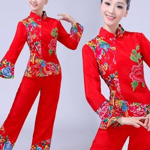 中老年秧歌服扭秧歌民族舞蹈服腰鼓扇子舞蹈演出服二人转广场舞女