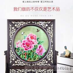 精品牡丹湘绣双面绣屏风纯手工刺绣花开富贵新中式家居豪华摆台35