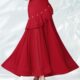 丹宝罗交谊舞大摆裙国标舞裙百搭松紧腰女士新款 红色华尔兹半身裙