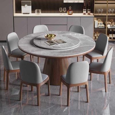 轻奢岩板圆餐桌椅组合实木家用小户型吃饭桌现代简约带转盘圆桌子,住宅家具,岩板餐桌,淘宝优惠券,粉丝福利购,淘宝优惠卷