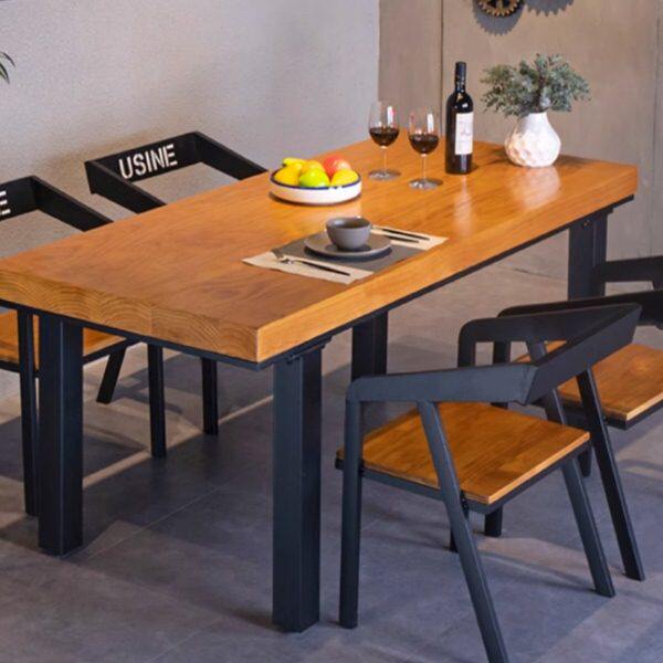 工业风铁艺实木餐桌椅组合现代休闲咖啡餐厅小户型火锅店酒吧桌子