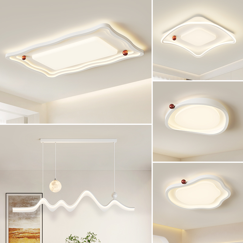 现代简约客厅灯大气2n025新款中山灯具组合全屋套餐奶油风吸顶主