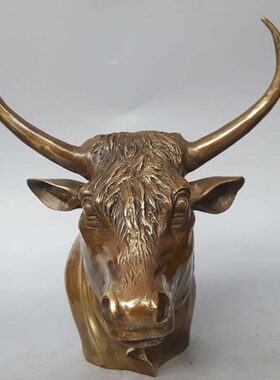 创意动物雕塑纯铜牛头摆件壁挂装饰牛头客厅装饰墙饰挂件餐馆壁挂