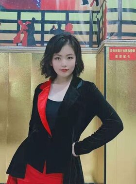 刚舞霍肖宇老师同款丝绒小西服吉特巴水兵舞休闲伦巴双人舞舞蹈服