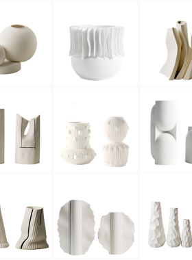 现代简约磨砂飘带瓶陶瓷摆件样板间E售楼处酒店客厅餐厅装饰品摆