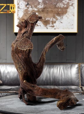 小树桩摆件铜制工艺品客厅酒柜艺术品G家居装饰品创意树枝树杈摆
