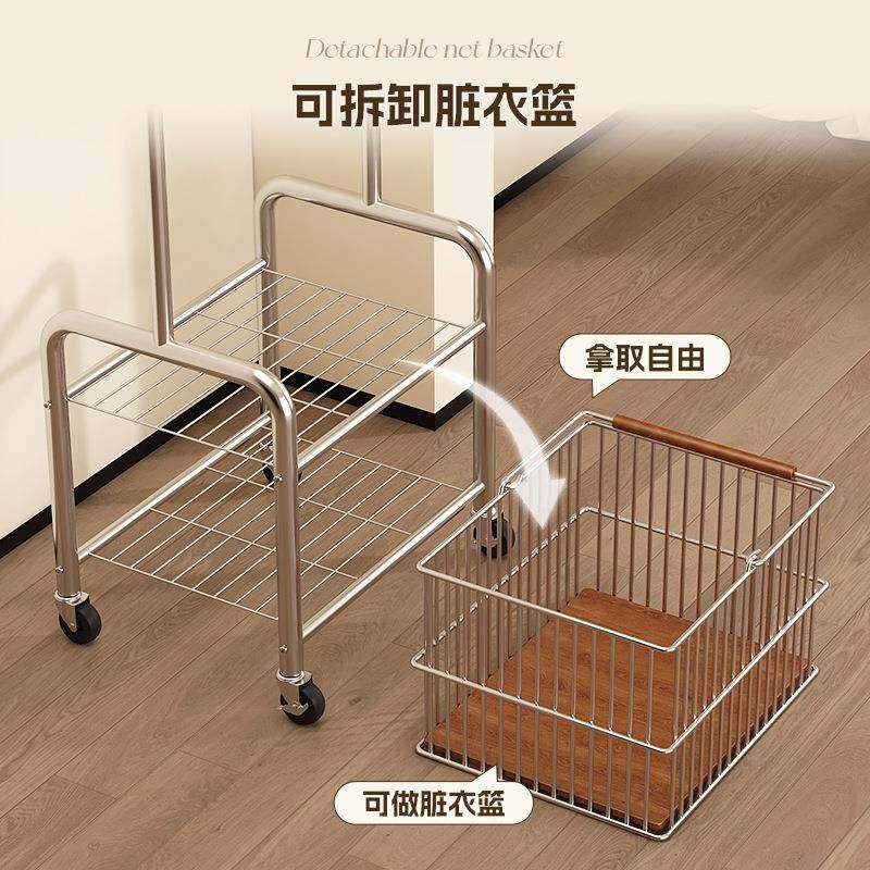 动衣架落地卧室可移挂衣夜架家用床边隔衣衣可拆卸零服脏衣篓篮置